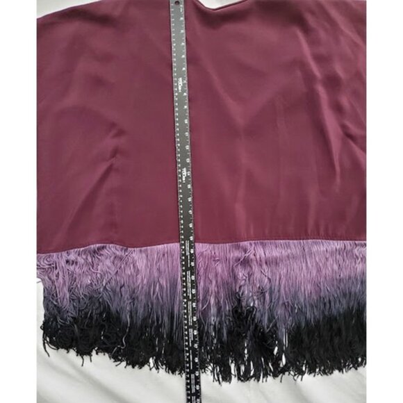Karina Grimaldi Silk Ombre Handkerchief Fringe Flowy Tunic Top Sz S Boho-Luxe - Picture 10 of 11